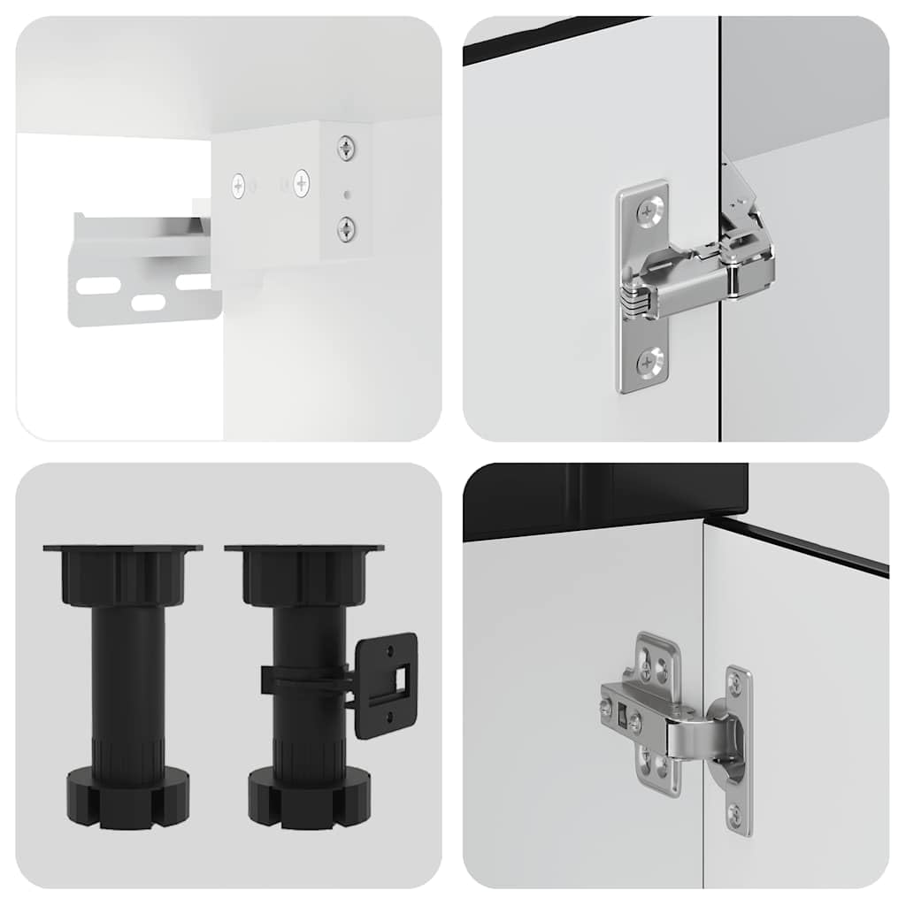 4-TLG. Küchenzeile Lucca Schwarz, modernes Küchenschrank-Set aus Holzwerkstoff & Glas, modulares Küchenmöbel-Set mit Unterschränken & Hängeschränken für viel Stauraum, 140 cm