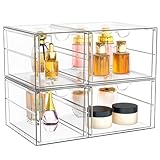 YFXCVSL Acrylic Bathroom Makeup Organizer with 4 Drawers, Desk Organizers, Clear Desk Accessories, Dustproof Drawer Storage for Make Up, Jewelry, Pen, Stationary