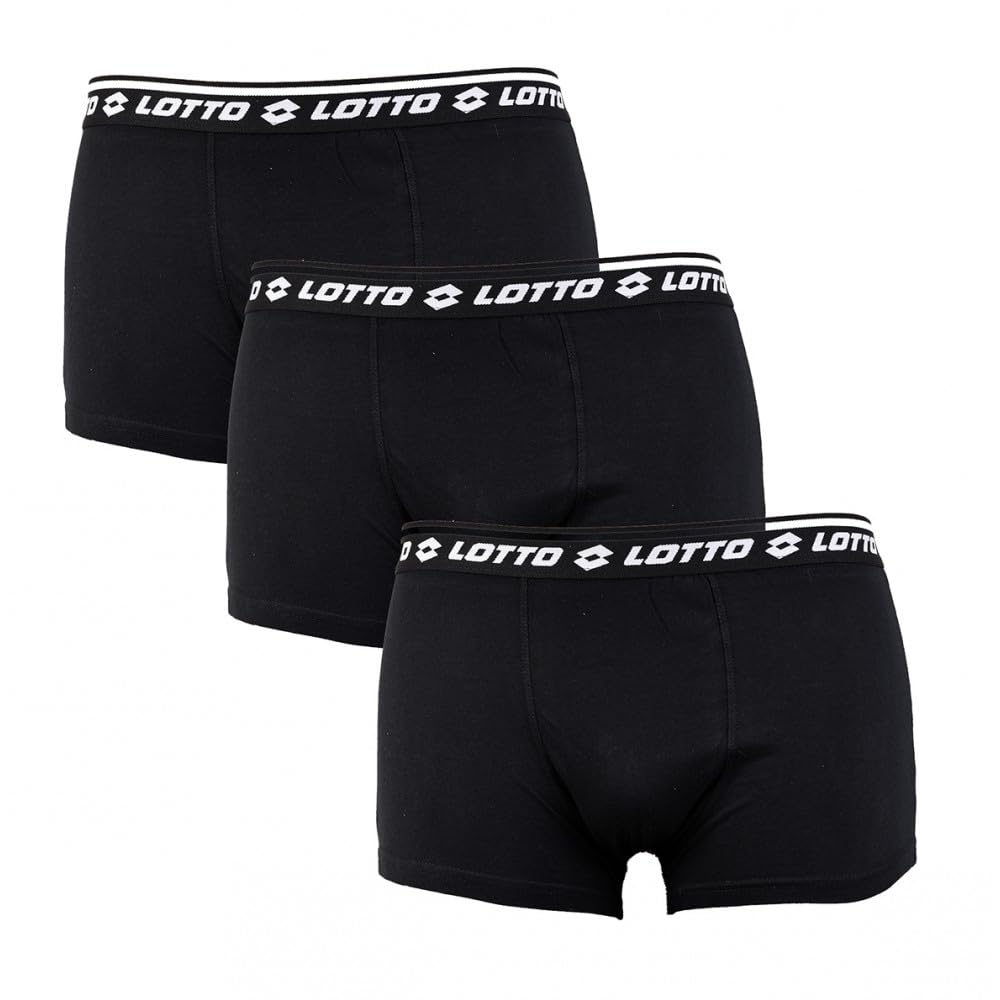 Ozabi Men's Pack Of 3 Assorted Lotto Black - Lotto Boxer Shorts 100% Cotton -Assorted Models Photos Depending On Arrivals - Multicoloured, M