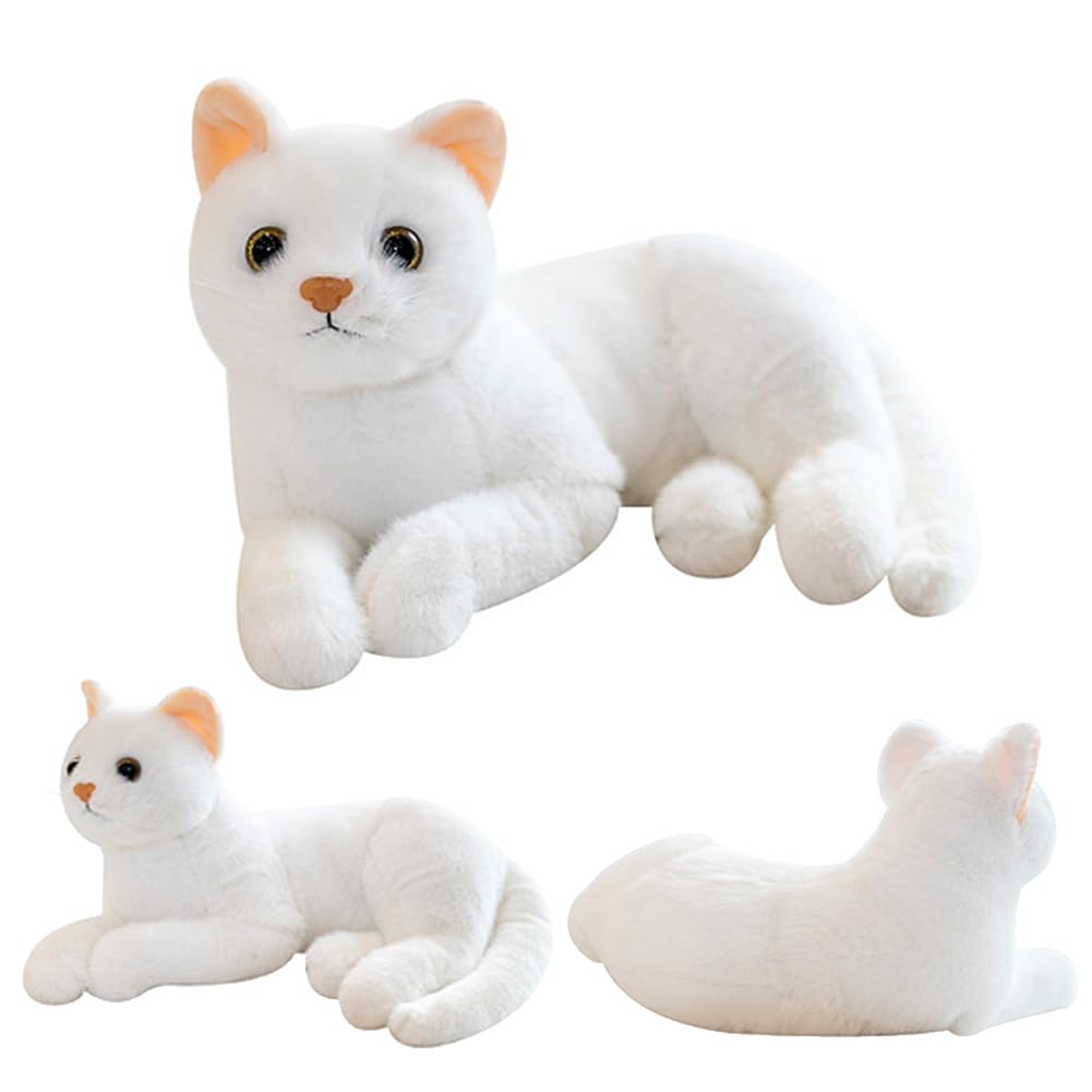 MaSif Gatos de Peluche, Gato De Peluche Real, Juguete para Gatos De Simulación De Peluche, Gato Reclinable, Juguete De Peluche Realista para Niños, Regalo De Cumpleaños-30cm
