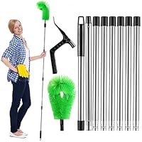 2 in 1 Dachrinnenreiniger 320 cm - Teleskop Dachrinnen Reiniger mit Bürste & Schaufel, Edelstahl Teleskopstange für Laub, Schnee & Schmutz, Leiterloses Reinigen für Haus & Garage (Grün)