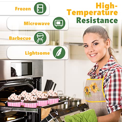 100 Pcs Mini Loaf Pans With Lids And Cupcake Liners With Lids, 50 Rectangle Aluminum Foil Baking Pans Disposable Tin Loaf Pans 50 Round Foil Cupcake Cups Foil Baking Cups For Cake Bakery (Pink) #TOP3