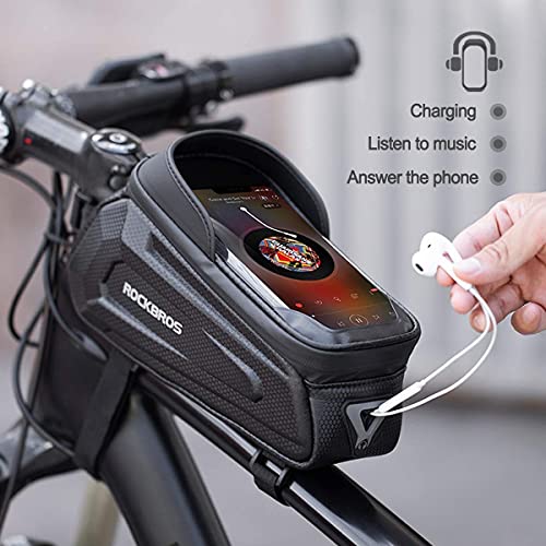 ROCKBROS Fahrrad Rahmentasche Lenkertasche Wasserabweisend Handytasche für Smartphone bis zu 6.8 Zoll mit TPU Sensitivem Touchscreen für Montainbikes, Rennrad, Ebikes