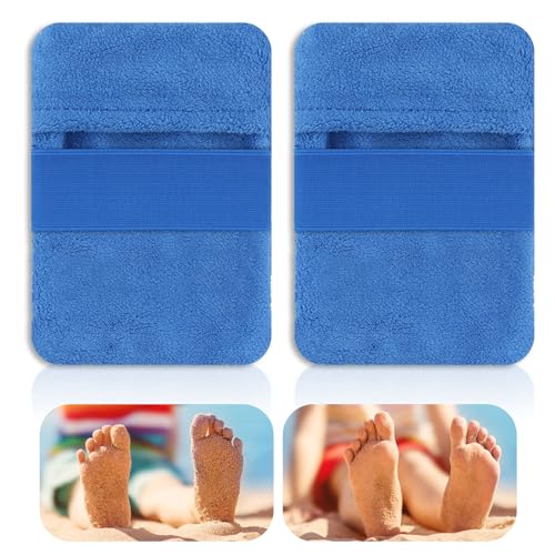 lasuroa - 2 Dissolvants Sable Plage, Sac Retrait Sable Portable, Essuyez Nettoyant pour le Corps en Velours Pochette Retrait Sable de Plage pour Vacances à la Plage Accessoire de Camping (Sans Talc)