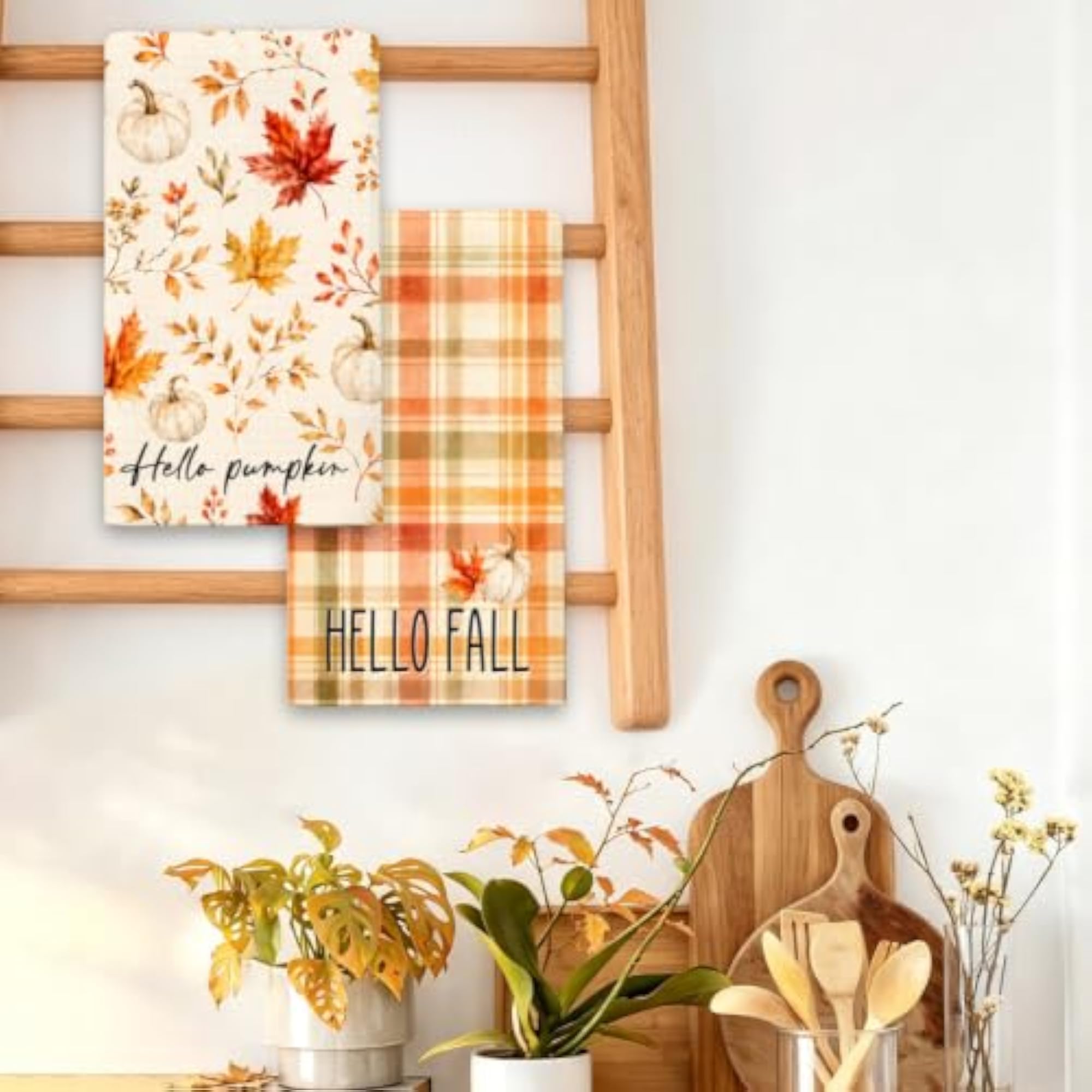 Fall Kitchen Towels Set of 2, Autumn Decor Gift