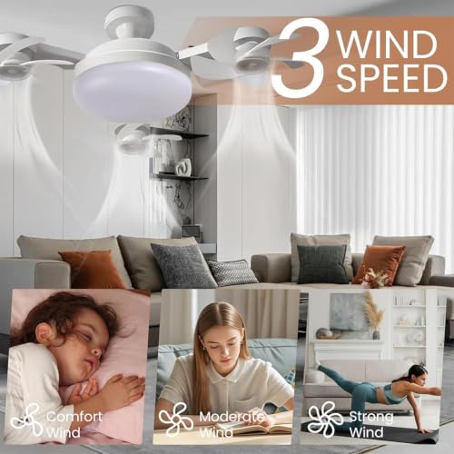 Ventilador de techo E27 tipo dron con luz LED regulable de 3 cabezales ajustable 5