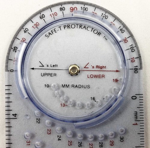 Safe-T 46110 Mmarc Protractor Compass Plus, 15.8 Cm Long, Made Of Clear Plastic With Bluish Hue, Semicircular Side With Rotating Disc Inset On One Edge, Allows Direct View Of Vertex Points - Pack Of 1 #TOP2