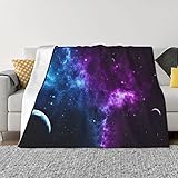 Flannel Throw 50'X40' in Nebula Galaxy Universe Fleece Blanket Soft Comfy Pompom Fringe Blanket Throws for Outdoor and Indoor