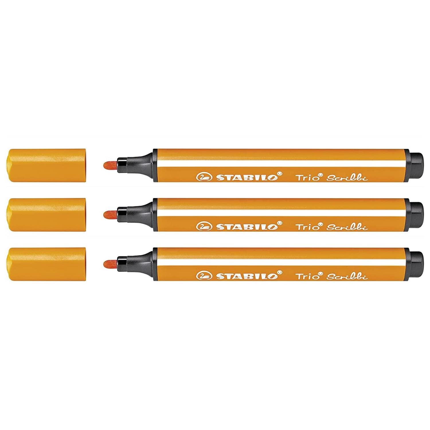 STABILO Trio Scribbi Filzstifte – Dreieckig, Breite Spitze 2 Mm, Orange (3 Stück)