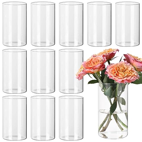 SUPMIND 12P Cylinder Vases for Table Centerpieces 6inch Glass Flower Vases