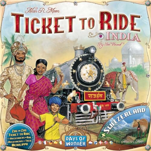 Days of Wonder | ¡Aventureros al Tren! India y Suiza | Expansión | Juego de Mesa | A Partir de 8 Años | De 2 a 5 Jugadores | 30-60 Minutos por Partida | Multilenguaje (Incluye Español)