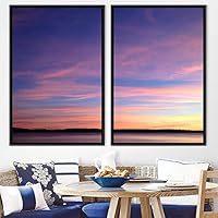 2 Piece Framed Canvas Wall Art Colorful Sky and Mountain Landscape Canvas Prints Home Artwork Decoration for Living Room,Bedroom - 16