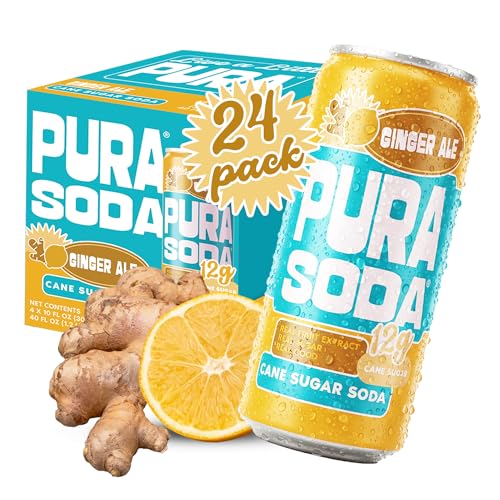 Image of PuraSoda Ginger Ale - 12g Pure Cane Sugar Soda, 10 Fl Oz, Pack of 24