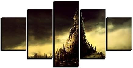 MUNULO Toile Murale Rouge Mur Moderne De Sofa De Salon À La Maison De Peinture De Jet d'art De Tour De Babel HD