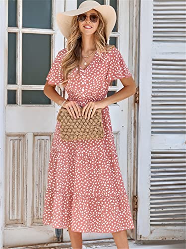 Robe d'été midi fluide contre la chaleur style décontracté bleu M
