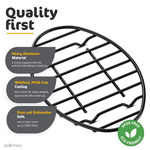GOURMEX Black, Oval Oven Roasting Rack with Integrated Feet | Ideal for Cooking, Baking, Roasting, Cooling and Grilling | Non-Stick Coating, PTFE Free | Oven and Dishwasher Safe Rack (6 x 9\")