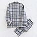 Mens 2 Piece Cotton Pajama Sets Long Sleeve Button Down Sleepwear Soft Collared Plaid Top Bottom Set with Pockets Blue