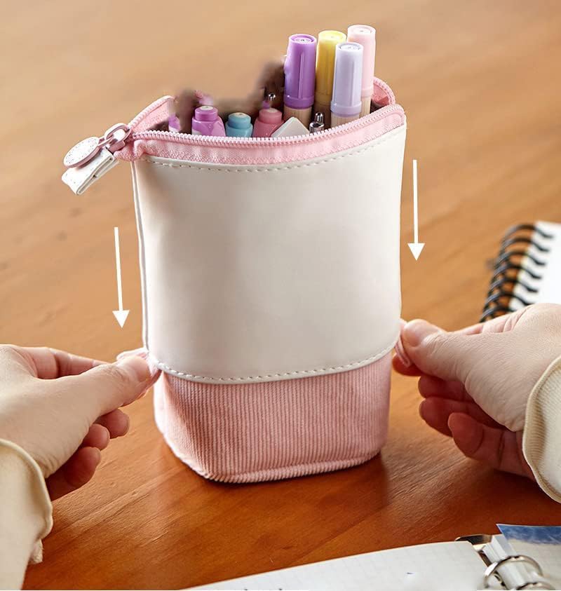 Elecart Stand Up Pencil Case - Telescopic Pen Pouch, Transformer Pencil Holder, Large Capacity Makeup Bag, Travel Cosmetic Organizer for Women, School & Office Supplies Storage(Colour May Vary) 4