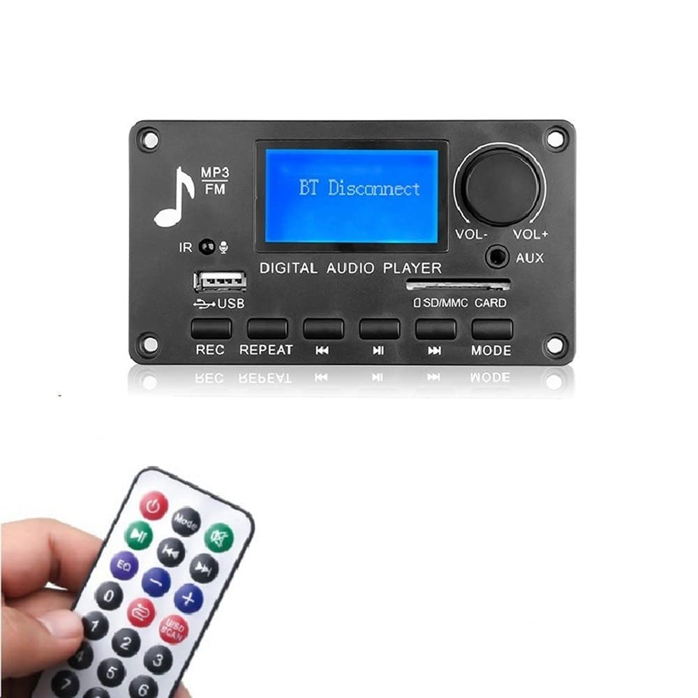 Bluetooth Decoder Board, DC 12V Bluetooth 5.0 MP3 Decoderplatine, Auto Leistungsverstärker Platine mit Fernbedienung, MP3+WMA+WAV+FLAC+APE