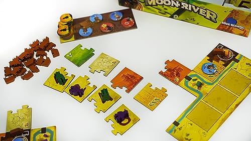 Image of Strategy Board Game, Kingdomino Mechanic with a Twist, Tabletop Game for Kids Teens Adults and Family Game Nights, Ages 8+, 2-4 Players, Moon River by Blue Orange Games