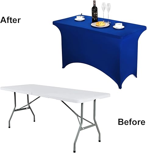 Miniatura 146 de FORLIFE Paquete de 6 manteles de elastano, de ajuste universal para mesas rectangulares de 6 pies, para patios, bodas, banquetes, fiestas