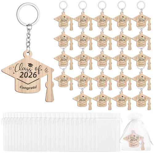 Cadeau de remise de diplôme original : 24 porte-clés bois et pochons