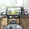 CNAOHGHN Drafting Desk, Adjustable Drafting Table, Tempered Glass Drafting Table Art Desk, Adjustable Height Tilting Artwork Drawing Drafting Table Desk with 2 Storage Drawer and Chair