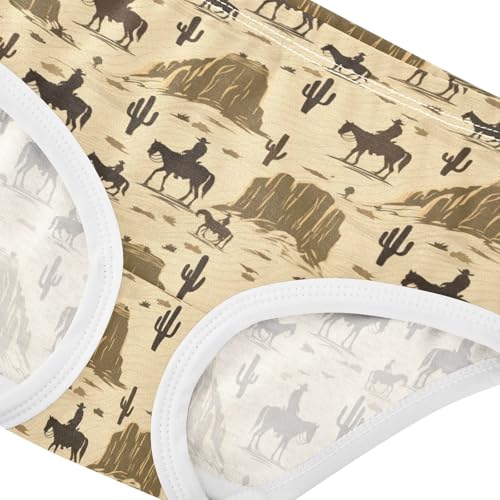 Joisal Durable Toddlers Underwear Floral 2t Cotton Panties for Girl Vintage Western Cowboy Brown Briefs Underpants4