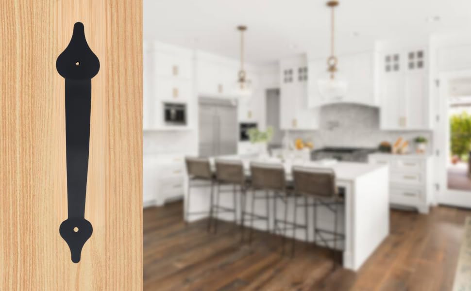Image of 11 Inch Leaf Arc Barn Door Handle - Black Cast Iron Pull for Sliding Doors, Gates, Sheds, Fences, Closets - Indoor Outdoor Farmhouse Hardware