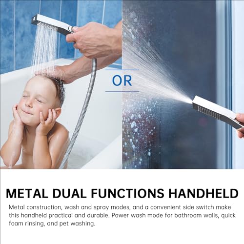 Regadera con Mano de Cabeza de Ducha Todo Metal de 12 Pulgadas G-Promise | Construcción Total en Metal, Función de Lavado Potente, Ajustable en Altura y Ángulo, Diverter con Botón de Presión, Fácil Instalación miniatura 2