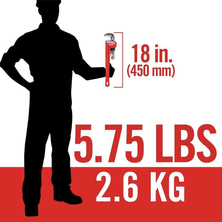 Miniatura 7 de RIDGID 31025 - Llave de tubo recta resistente modelo 18 llave de fontanería de 18 pulgadas rojo S