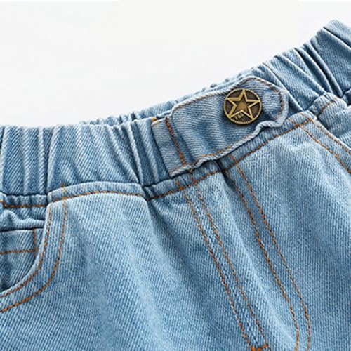 Toddler Baby Jeans Little Boys Girls Elastic Waist Casual Denim Pants Straight Leg Jean Trousers with Pockets3