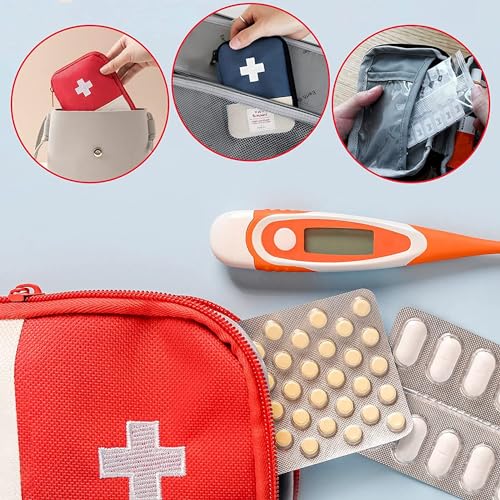 Image of First Aid Bag,Empty First Aid Pouch,Mini Portable Medical Bag for Outdoor Camping Hiking Travel Emergency,Multifunction Emergency Medicine Storage Bag-7x5 inch (Blue, 2)