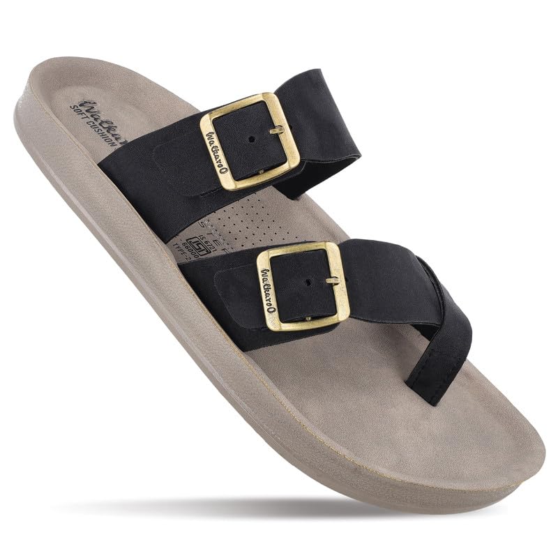 Image of WALKAROO Men's Slip-On Sandals|Soft Cushion Footbed, Adjustable Dual Buckle Straps,Lightweight Flexible Sole, Anti-Slip|Daily Wear, Casual,Office Wear Sandals|WGR53247