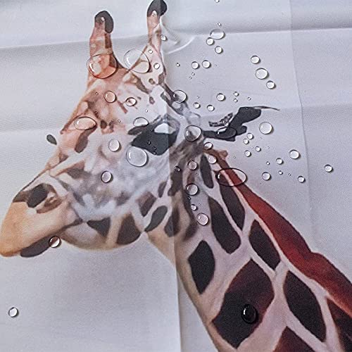 Pueenod Giraffe Shower Curtain Forest Shower Curtain Floral Shower Curtain Flower African Wildlife Wild Animal Jungle Shower Curtain For Bathroom Decor Sets 70X70 Inches With Hooks #TOP3
