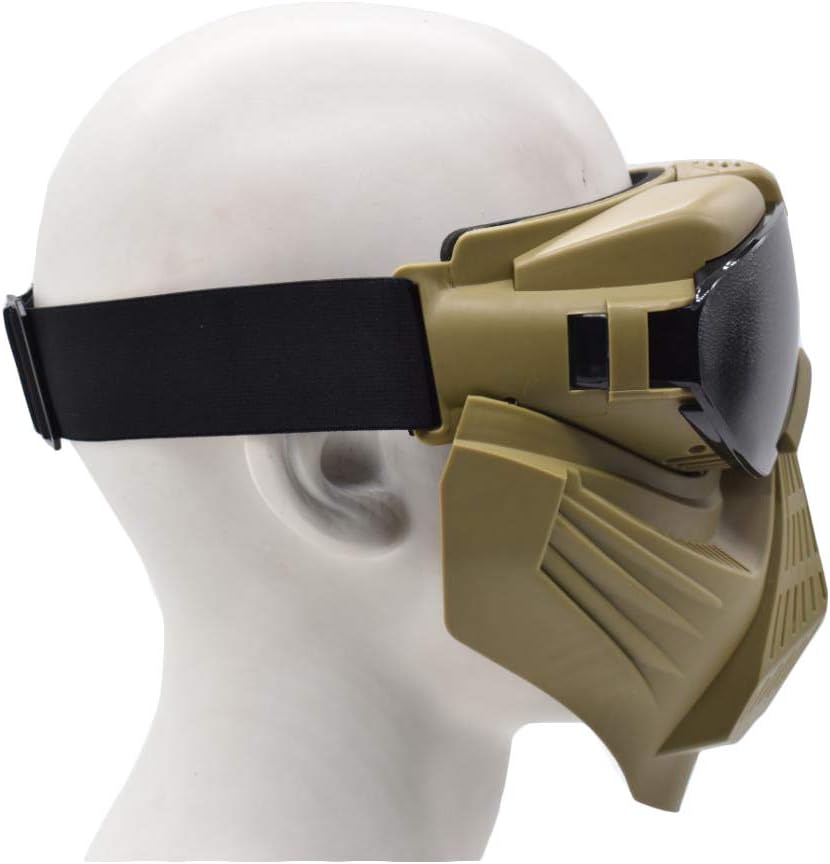 JFFCESTORE Tactical Mask and Fast Helmet,Protective Full Face Anti-Fog Clear Goggle mask Adjustable Strap One Size fits All （Brown） : Sports & Outdoors