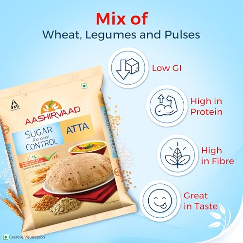 Image of Aashirvaad Sugar Release Control Atta, 5kg Pack, Low GI Atta