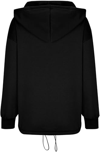 Miniatura 6 de SMIDOW Sudadera con capucha para mujer, con botones, de moda, con cordón, color liso, bonita, cómoda, sin botones