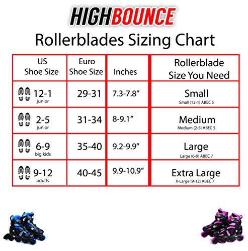 High Bounce Adjustable Inline Skate (Blue, X-Large (9-12) ABEC 7) - Thumbnail 7