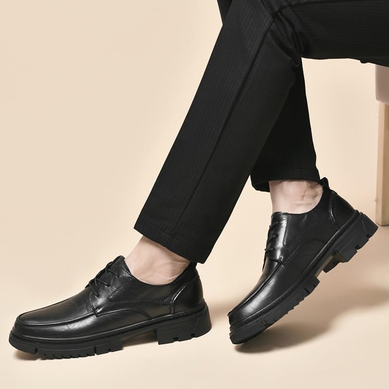 Men’s Leather Oxford Dress Shoes Platform Lace Up Business Casual Formal Work Comfortable Slip Shoes2