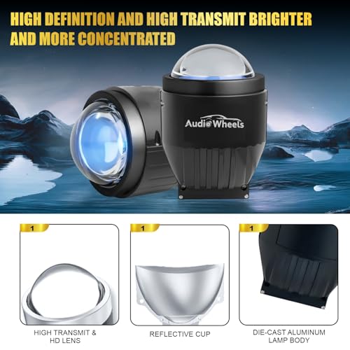 Image of Audio Wheels 3 Inch LED Projector Fog Lamp | 200W High Brightness | 15000 Lumens | 1200m Beam | Adjustable Color Temperature | App Control | Premium Aluminium Body | IP68 Waterproof | 1 Year Warranty