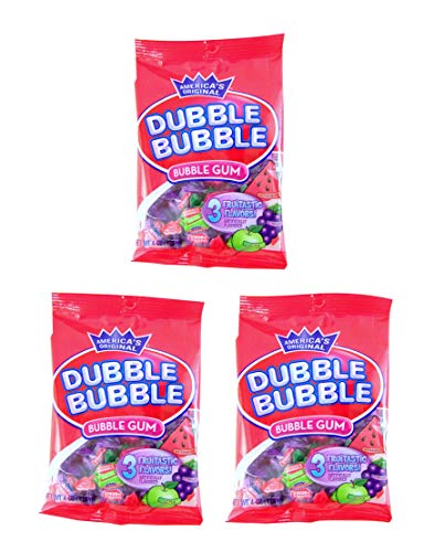 Dubble Bubble Fruit Flavored Bubble Gum, 4 Ounce, Pack of 3