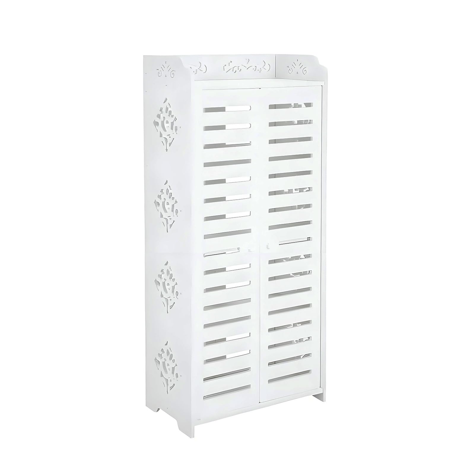 M.J COMFY-LIFE Shoe Storage Cabinet Wooden Storage Rack For Entrance Bedroom Living Room White Durable Storage Cabinet Space Saving Shoe Rack Waterproof Shoe Organiser (L)
