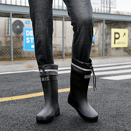 Yuhitygzgs Rain Boots For Men Waterproof Rubber Boots Mens Rain Boot Garden Boots Comfort Lightweight Mid Calf Rainboots Rain Shoes Adjustable Durable Outdoor Work Boots Muck Mud Fishing Boot #TOP4