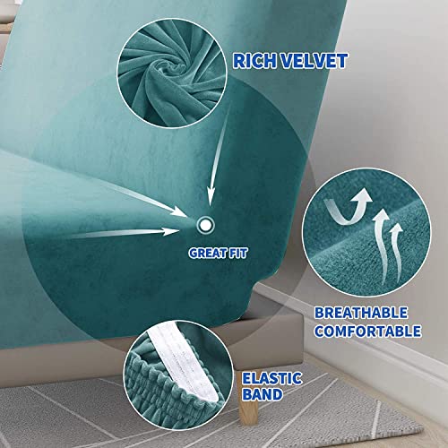 XINEAGE Velvet Futon Cover High Stretch Armless Couch Covers Spandex Fabric Sofa Bed Slipcover Anti Slip Furniture Protector with Elastic Bottom Machine Washable (Futon - Image 3