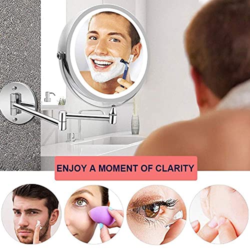 Miroir de maquillage mural pour éviter les ombres avec zoom 10X et éclairage LED double face