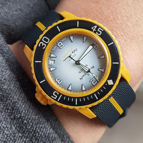 Image of 22 MM Watch Strap Replacement for Blancpain X Swatch with Hex Spanner Quick Release Silicone Watch Band Compatible with Bioceramic SCUBA Fifty Fathoms