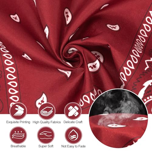 Vinuwu 12 Stück Bandana Herren Damen, Paisley 55x55cm Kopftuch Halstuch Sommer, Polyester Kopftücher Haartuch Nickitücher Motorrad Halstücher Tuch Cap Headwear Cowboy Festival Accessoires