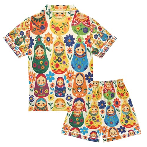 senya Traditional Wooden Doll Satin Summer Pajama Sets Silk Short Sleeve Button Down Sleepwear2