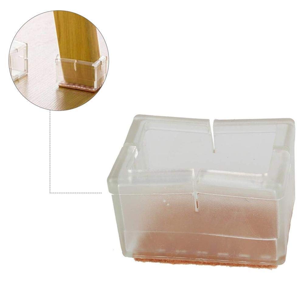 Tapones de silicona para patas de sillas, Protectores de patas for muebles 12/24 piezas Fieltro silicona Rectángulo Multicolor 4.8x3.4x3.4cm(24pcs)